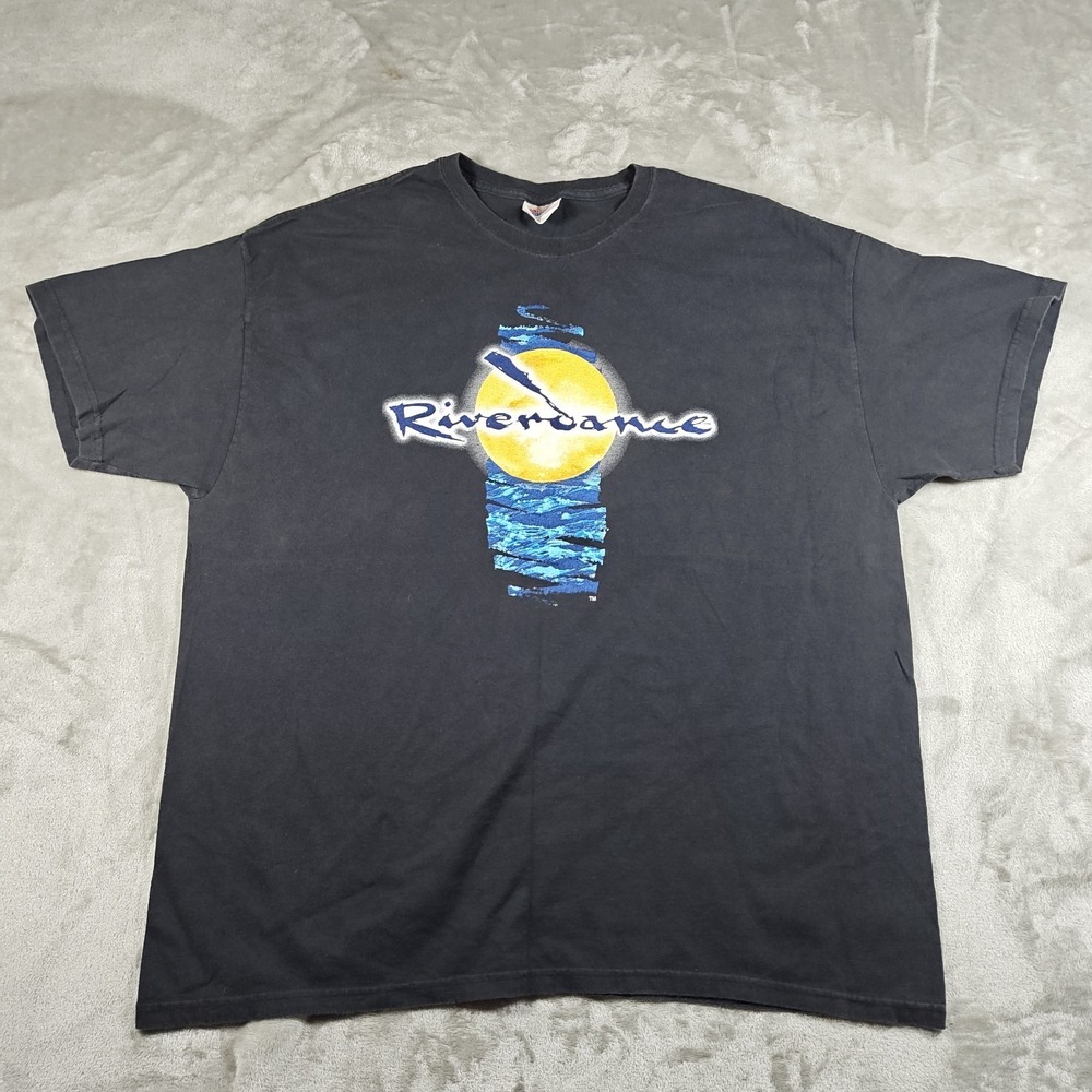 Vintage Riverdance Shirt Mens XXL Black Broadway Theater Dance 90s Irish Music